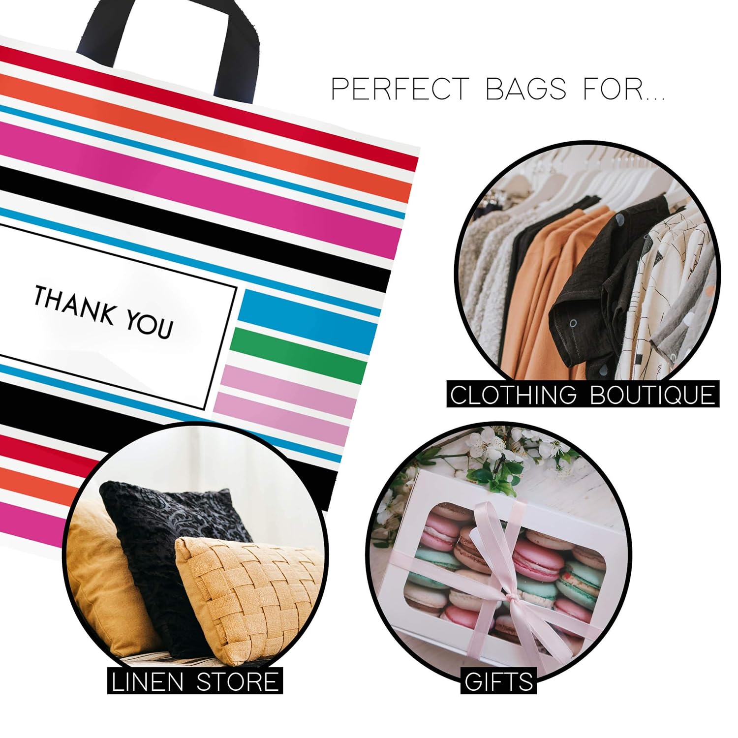Purple Q Crafts Thank You Bags for Business Plastic Bags 50 Pack Shopping Bag for Boutique (18"x18") - Image 3
