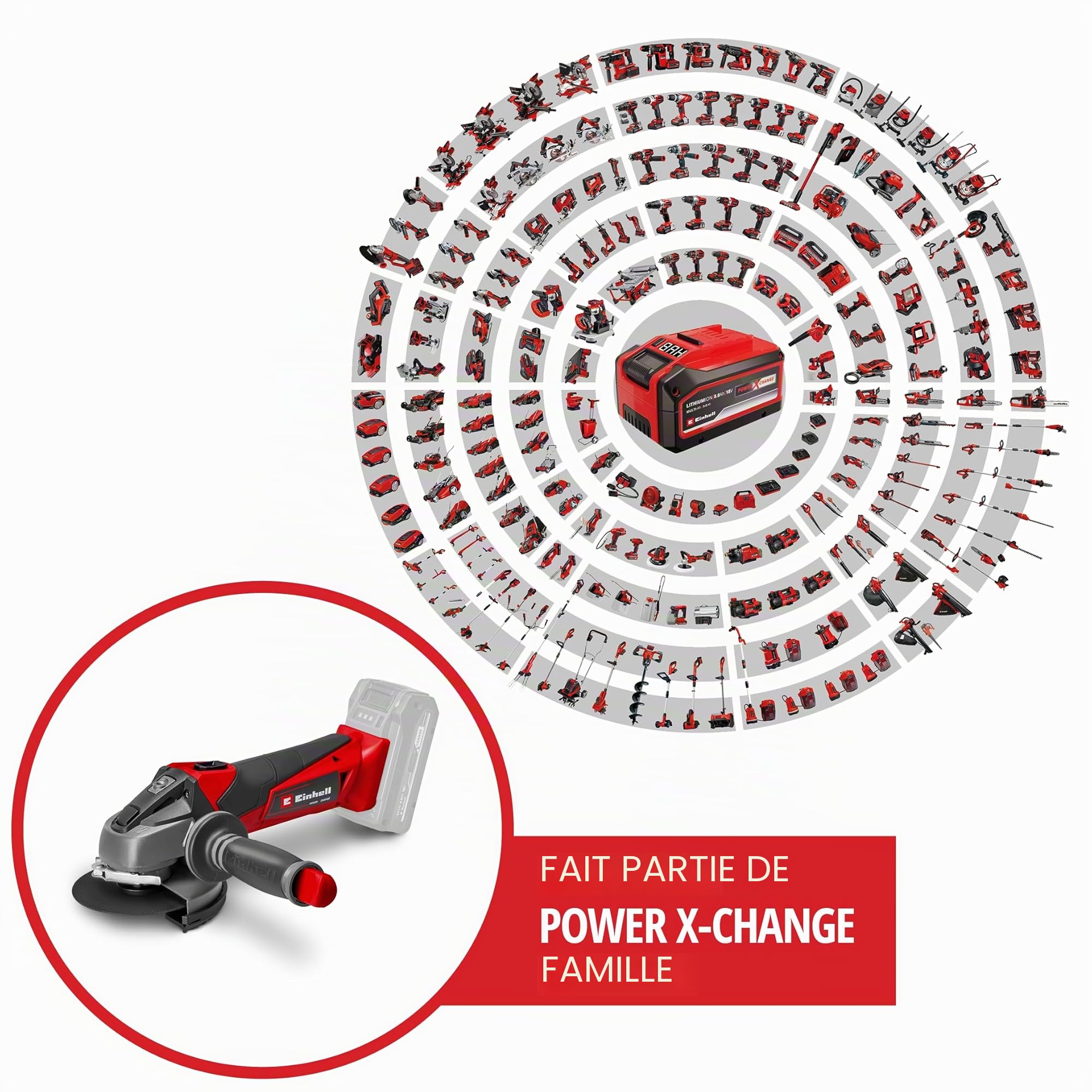 Einhell Meuleuse d'angle 115mm sans fil TE-AG 18 Li Solo Power X-Change (18V, Régime : 8500 trs/min, Profondeur de coupe : 28 mm) Livré sans Batterie ni Chargeur