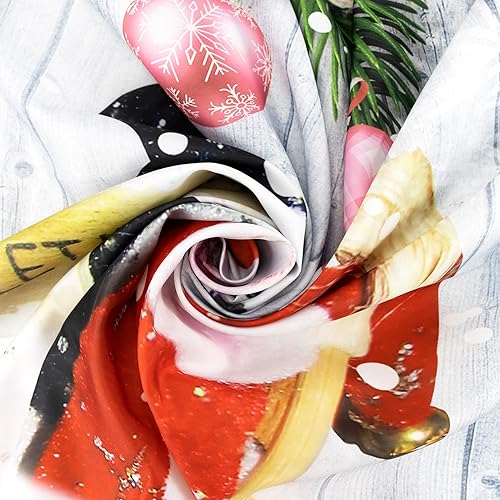 Miniatura 7 de LB Tapiz navideño de muñeco de nieve, lindo muñeco de nieve con bola de Navidad rosa sobre madera gris, tapiz de pared para dormitorio, nieve de