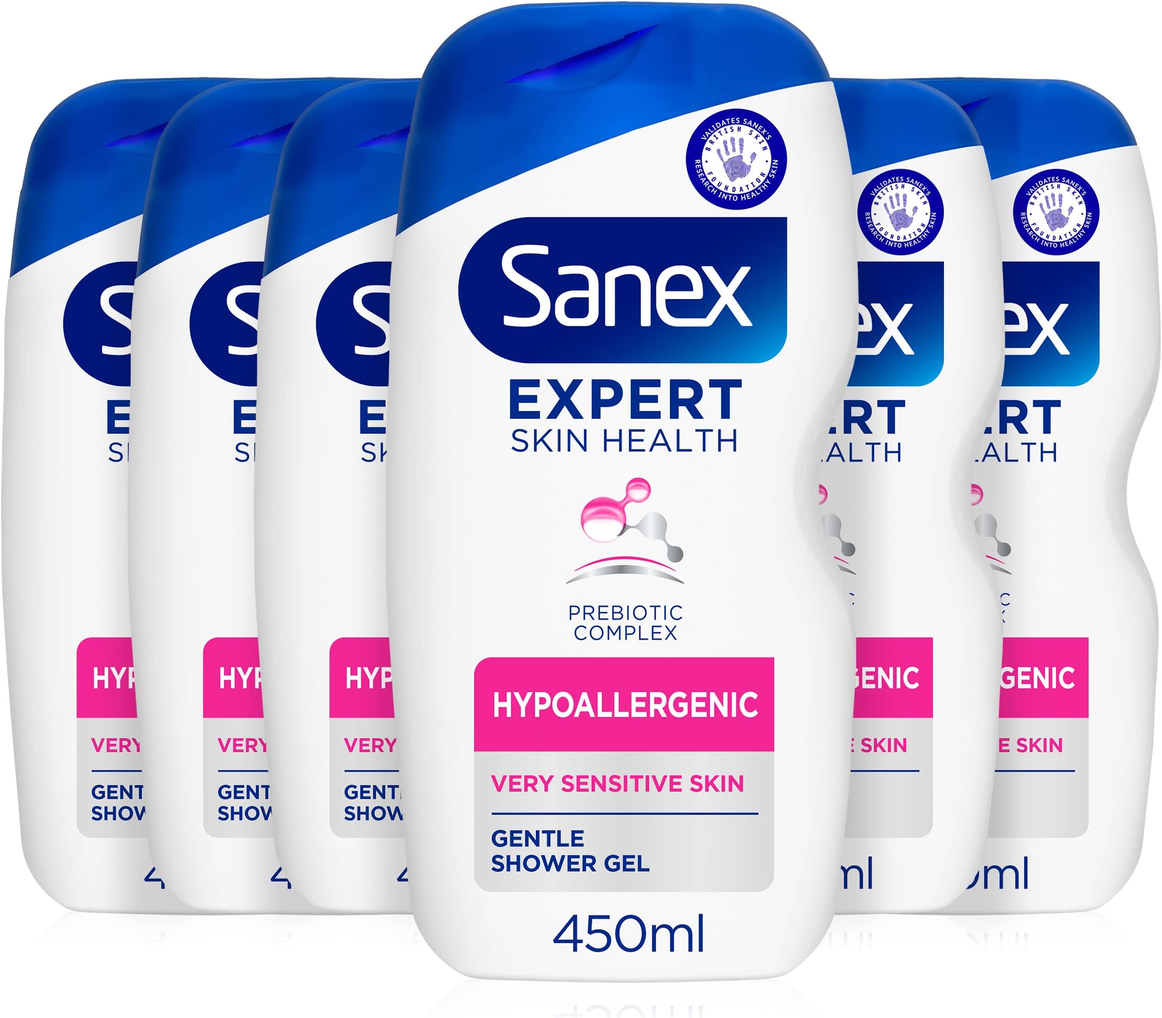 Sanex BiomeProtect Hypoallergenic Shower Gel 6x 450ml (6 pack)