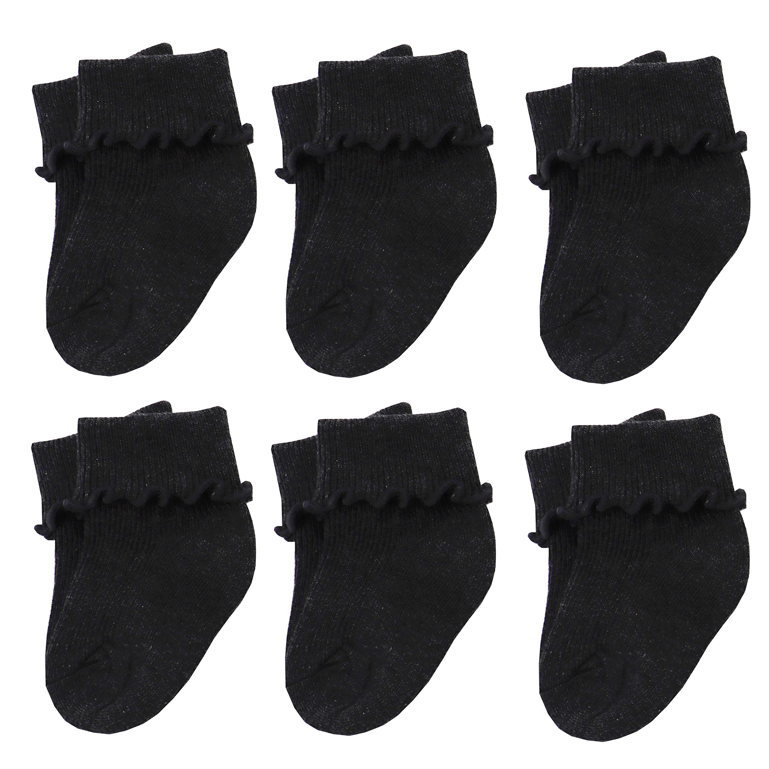 Sanwit 6 Paar rutschfeste Baumwollsocken mit Rüschen, niedrig geschnitten