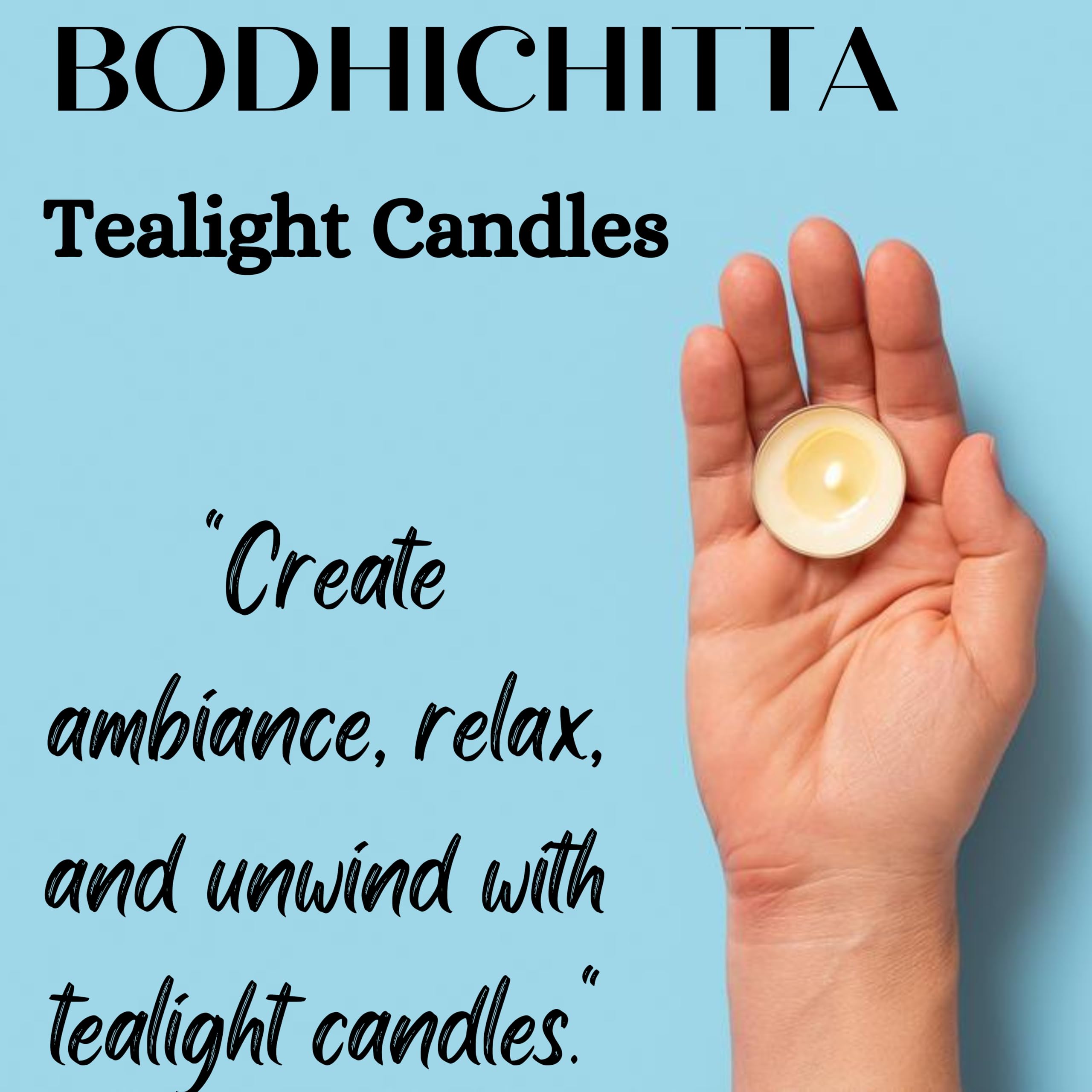 Bodhichitta- Unscented Pure Paraffin Wax Tealight Candles, (3-4hr Burn Period) (Pack of 25pcs) 2