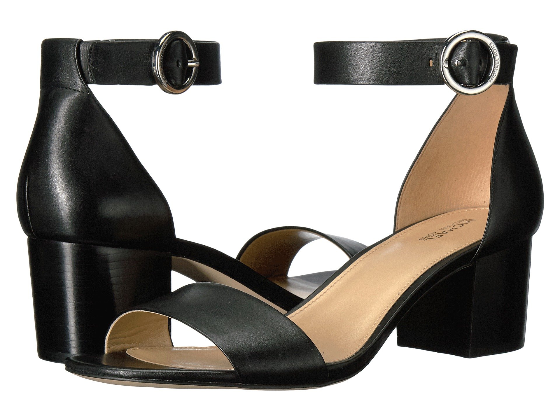 MICHAEL MICHAEL KORS LENA ANKLE STRAP BLOCK HEEL SANDALS, BLACK | ModeSens