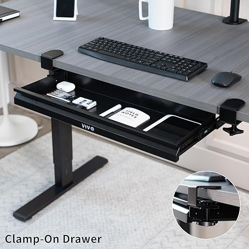 Miniatura 2 de VIVO DESK-DR22L - Cajón deslizante extraíble para debajo de la mesa de 22 pulgadas para escritorio de oficina, organizador de almacenamiento poco