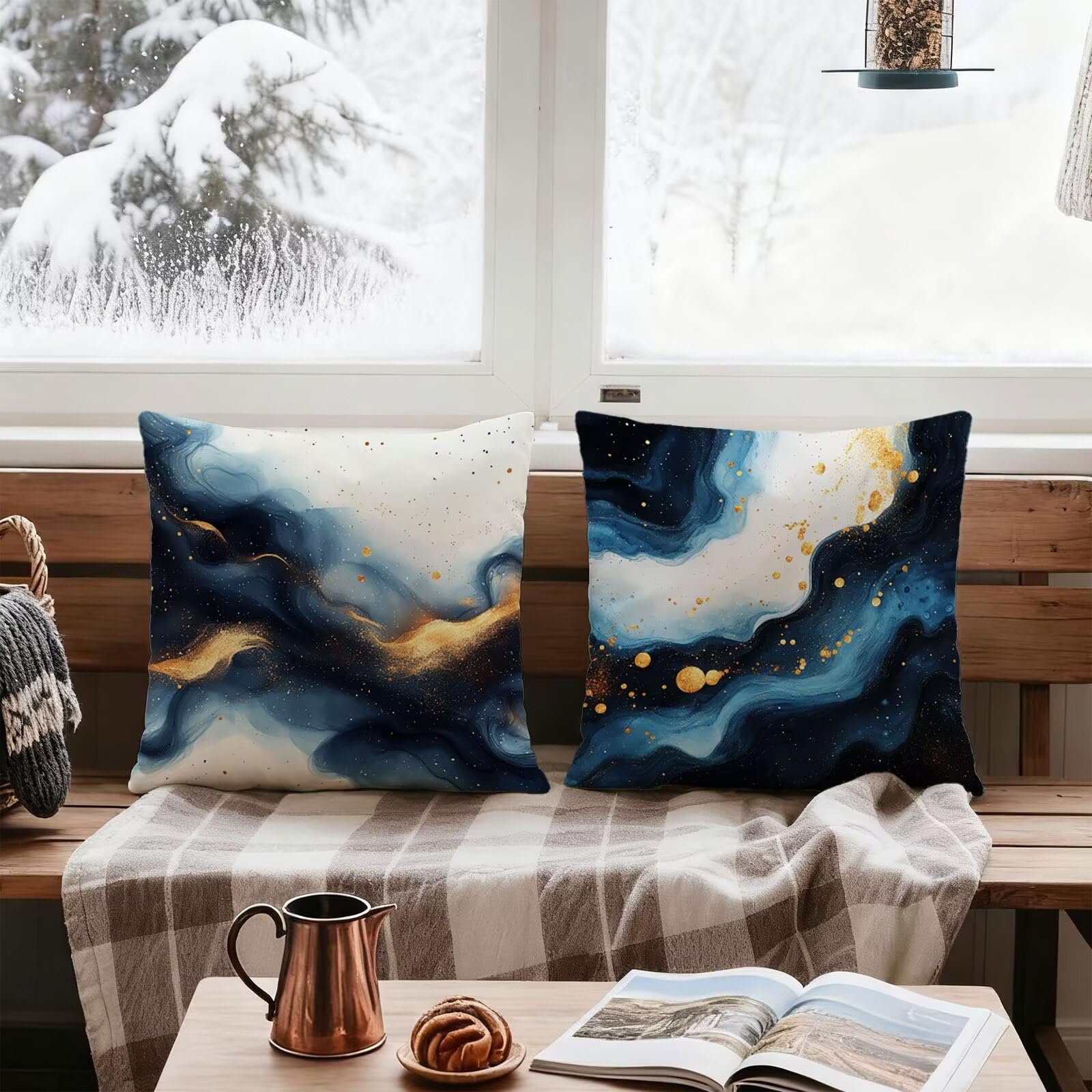 Azul Marino Funda Almohada 60x60 Blanco Funda Cojin 60x60 Cojines Sofa Lino Fundas Almohadas Cuadrada Fundas Cojines Juego 4 Protector Almohada Cervicales y Cuello, para Jardin Dormitorio E - 843