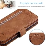 UEEBAI Wallet Case for iPhone 11, Retro 9 Card Holder Slots Zipper Pocket Case PU Leather Magnetic Closure Kickstand with Wrist Strap TPU Shockproof Flip Cover - Brown