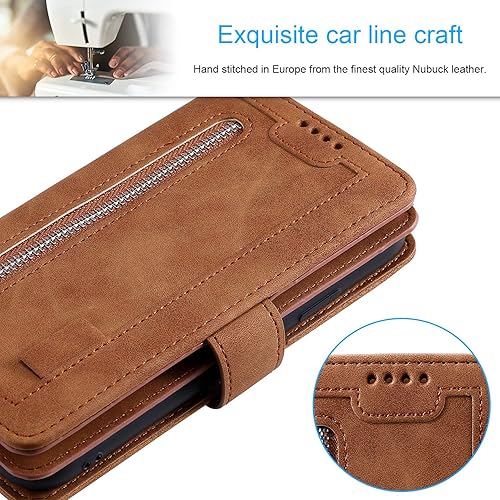 Miniatura 7 de UEEBAI Funda tipo cartera para iPhone 7 Plus iPhone 8 Plus, retro 9 ranuras para tarjetas con cremallera, funda de cuero sintético con cierre