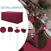 Vista 3 de Falda de mesa de elastano para mesa rectangular, fundas de mesa ajustables para mesas de 6 pies, mantel elástico resistente a las arrugas
