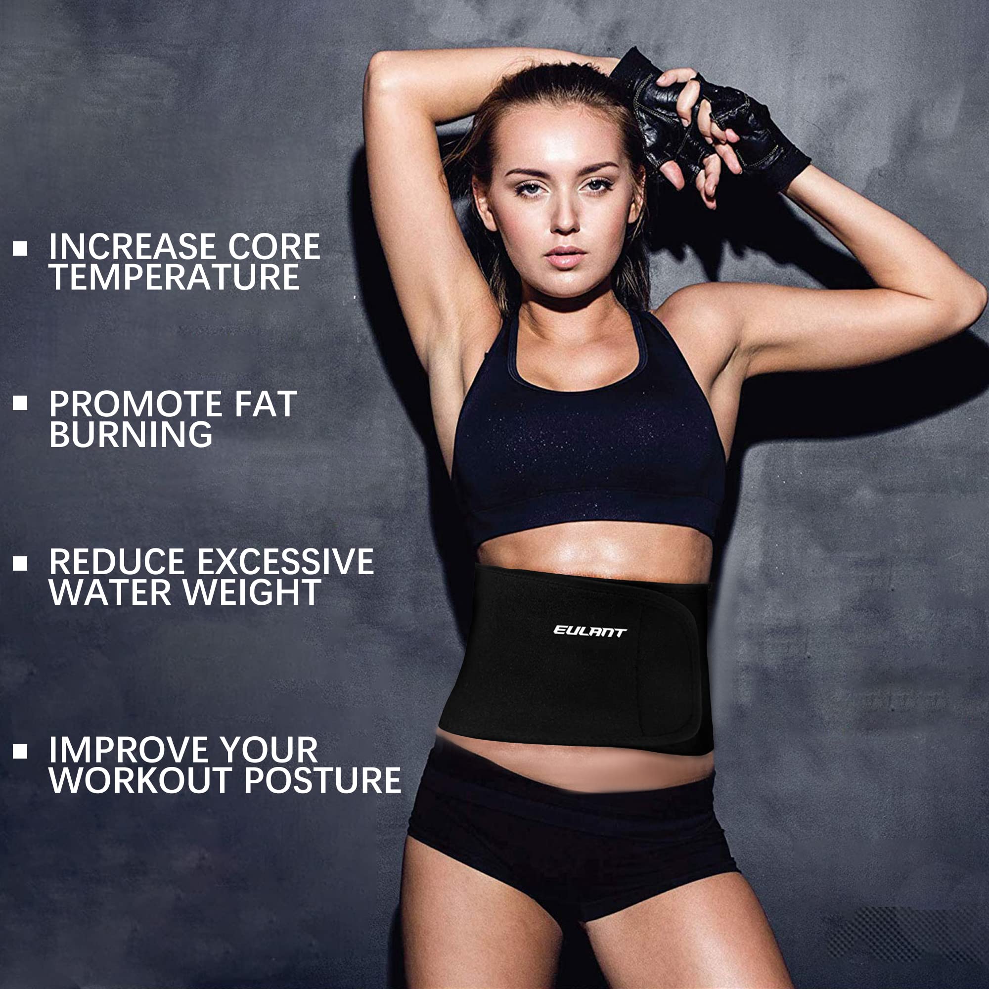 EULANT Fascia Schiena, Fascia Addominale Dimagrante Donna, Fascia Elastica Lombare con Velcro Regolabile,Cintura per Parte Inferiore della Schiena,Fascia Dimagrante per Sudare