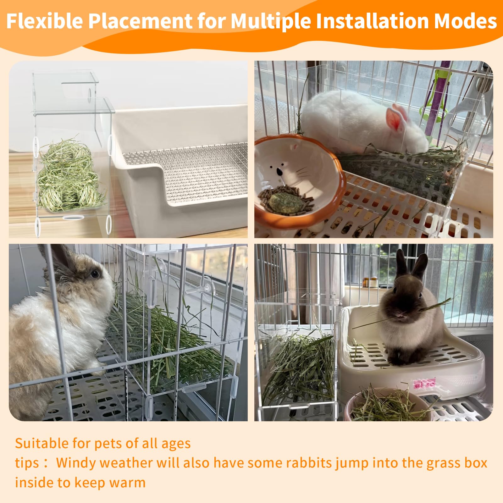 Rabbit Hay Feeder with Lid,Hanging Food Dispenser for Rabbit, Guinea Pig, Bunny, Chinchilla, 116oz Large Capacity 1pack - image 7