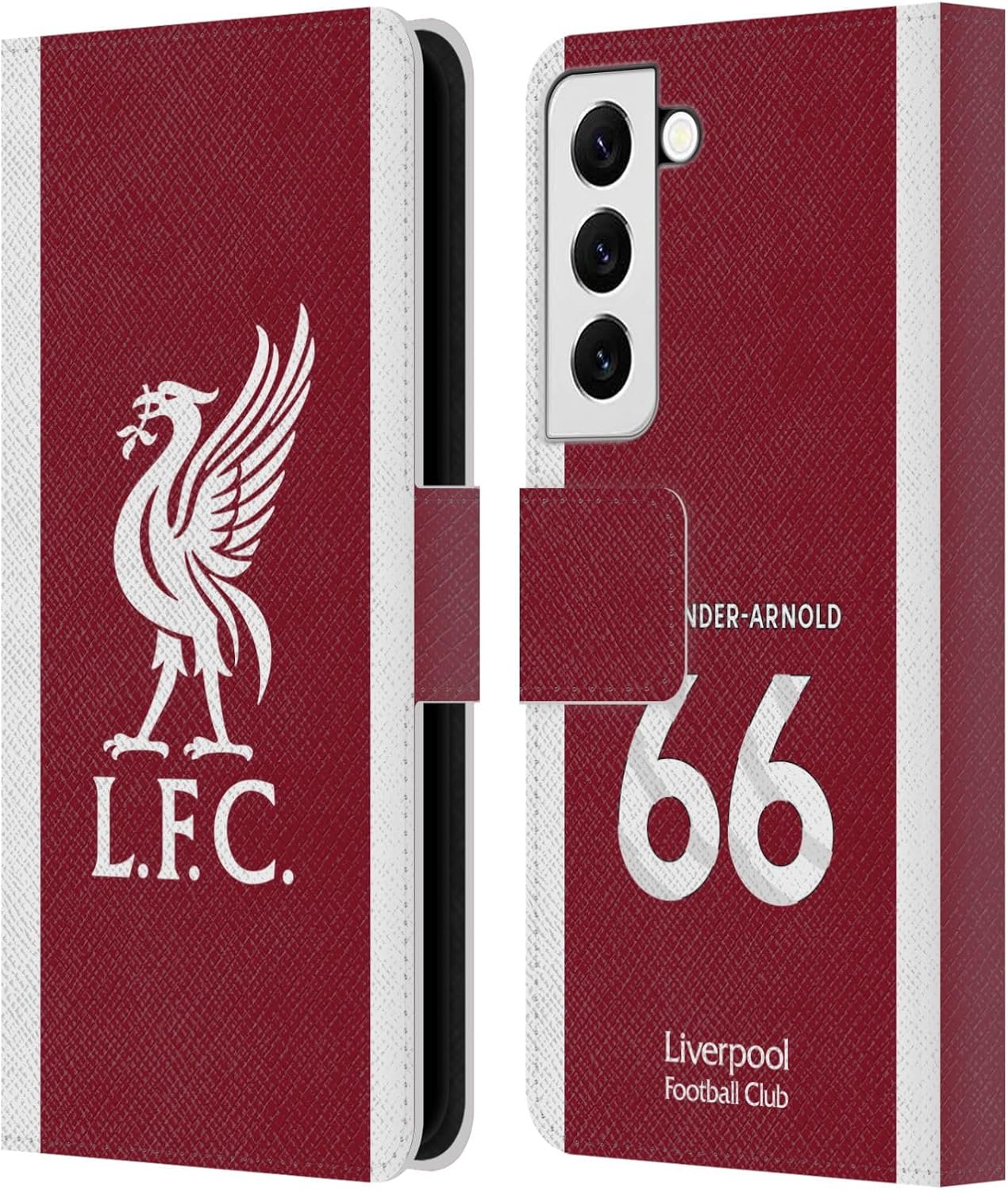 Head Case Designs Officially Licensed Liverpool Football Club Trent Alexander-Arnold 2023/24 Players Home Kit Leather Wallet Case Compatible with Samsung Galaxy S22 5G