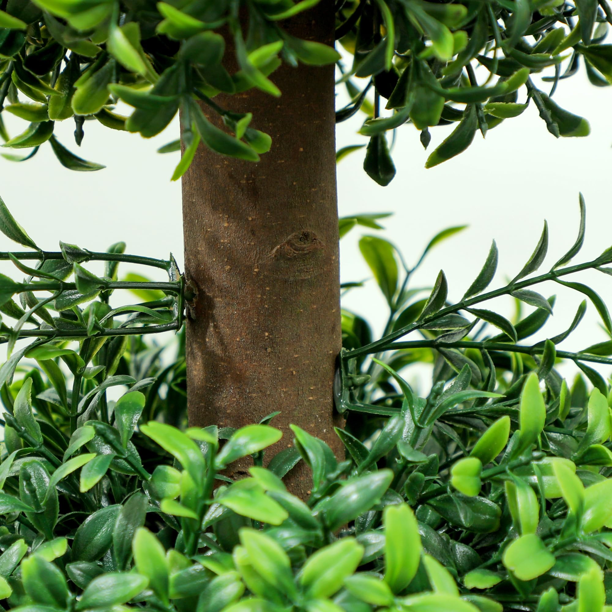 HOMCOM Lot de 2 Arbres artificiels décoratifs en Forme de Boule topiaire en Pot - Plantes artificielles pour la décoration intérieure et extérieure - 100 cm - 3 Boules d'arbre