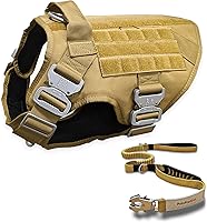 Vista 1 de Arnés táctico para perro con correa táctica para perro (paquete 2 en 1); arnés táctico de estilo militar para perro, hebilla de metal y correa