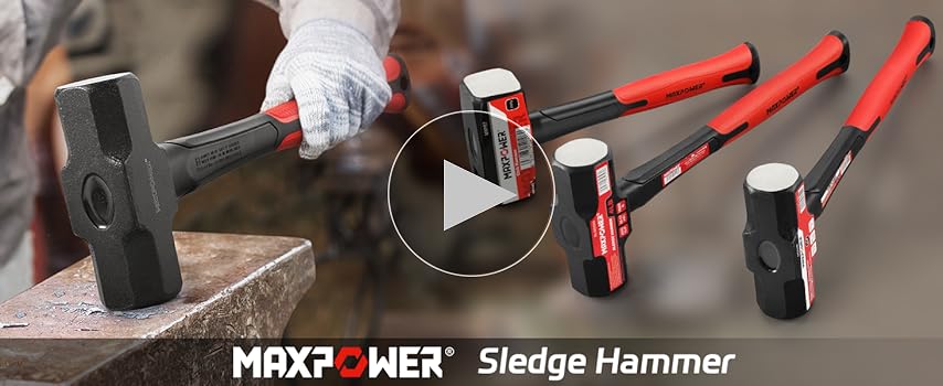 MAXPOWER 3lb Sledge Hammer, Drop forged Steel Head, 12.8