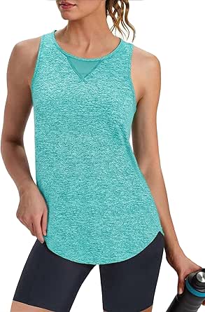 Sport Top Damen Tank Top Ärmelloses Sportshirt mit Mesh-Einsätzen, Atmungsaktives Yoga Oberteil Schnelltrocknend, Laufshirt Wandershirt Fitness Tanktop Sommer S-XXL
