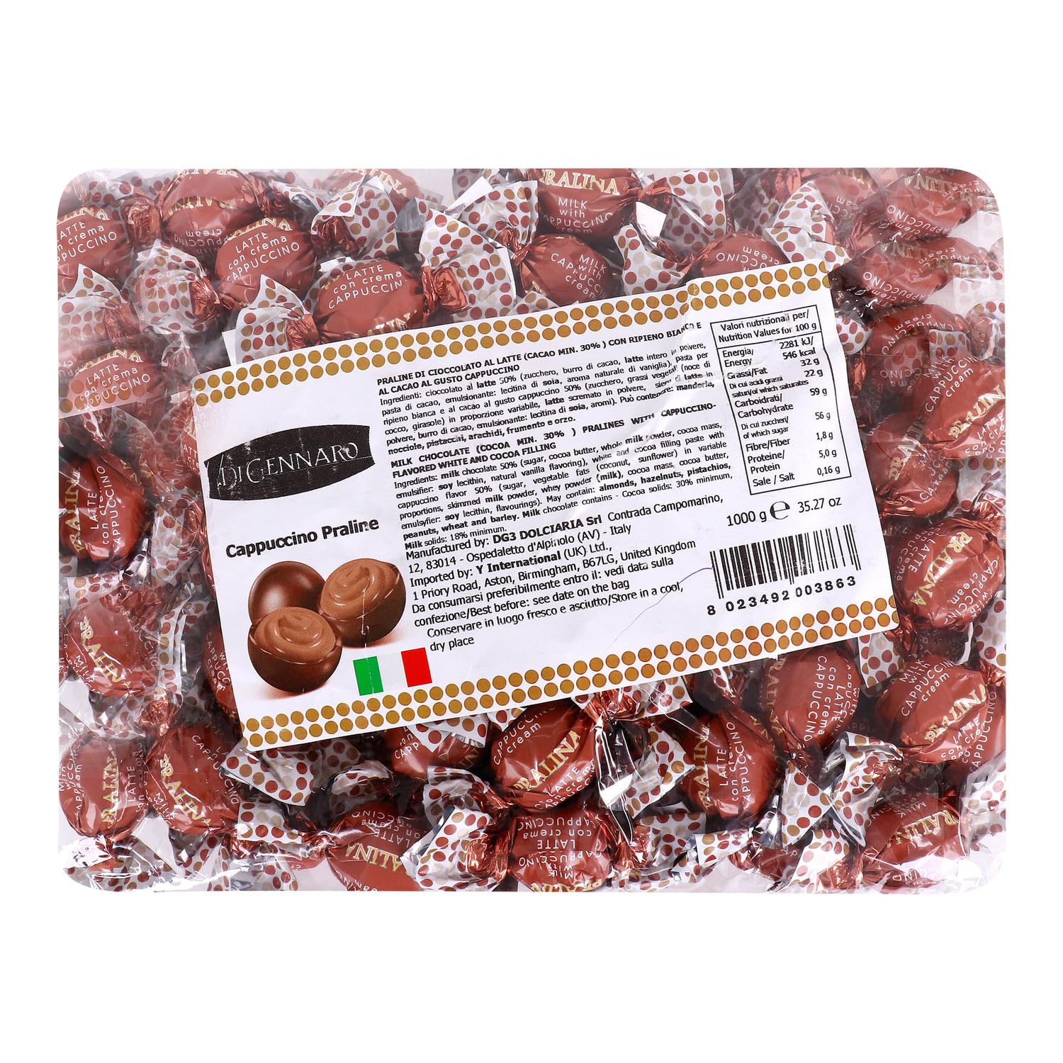 DG3 Cappuccino Praline Milk Chocolate, 1 kg