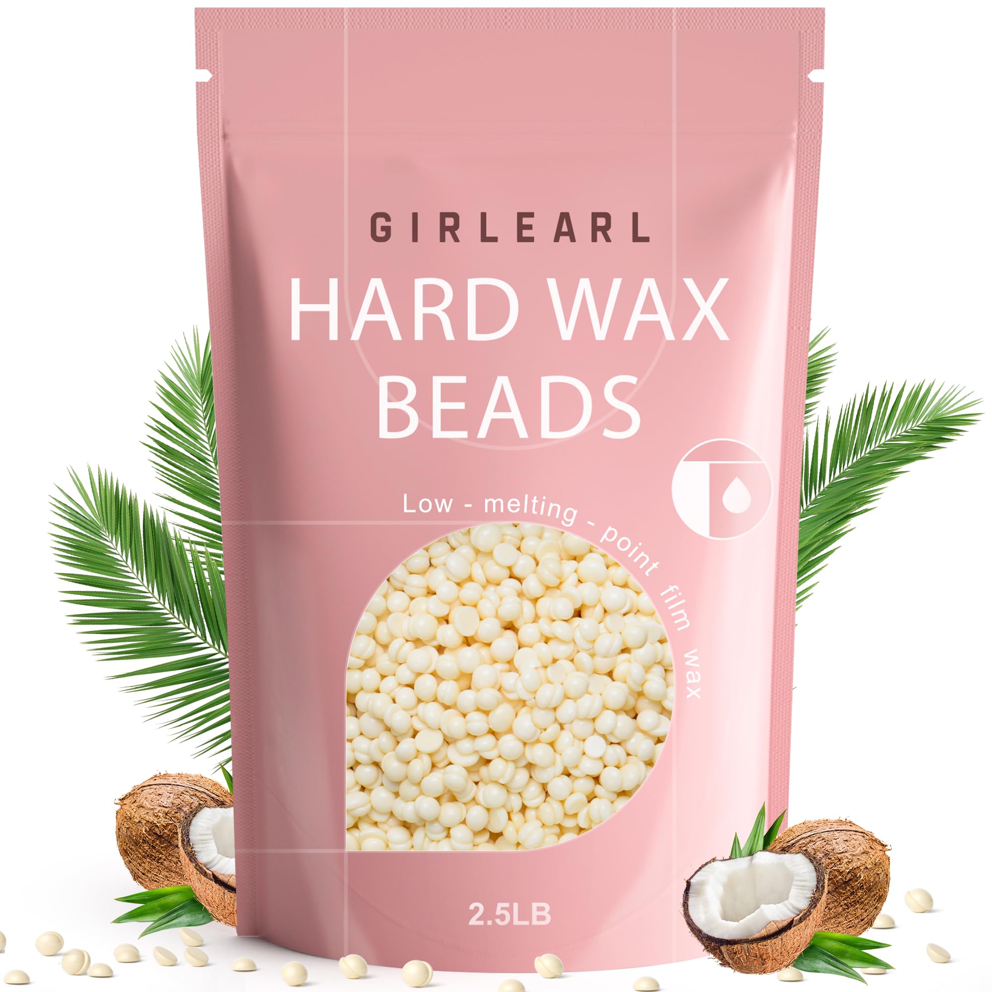 GIRLEARLE 2.5lb Wax Beads for Hair Removal, Brazilian Bikini Hard Wax for Sensitive Skin, Hard Wax beads Perfect for Full Body Eyebrow, Facial, Beard