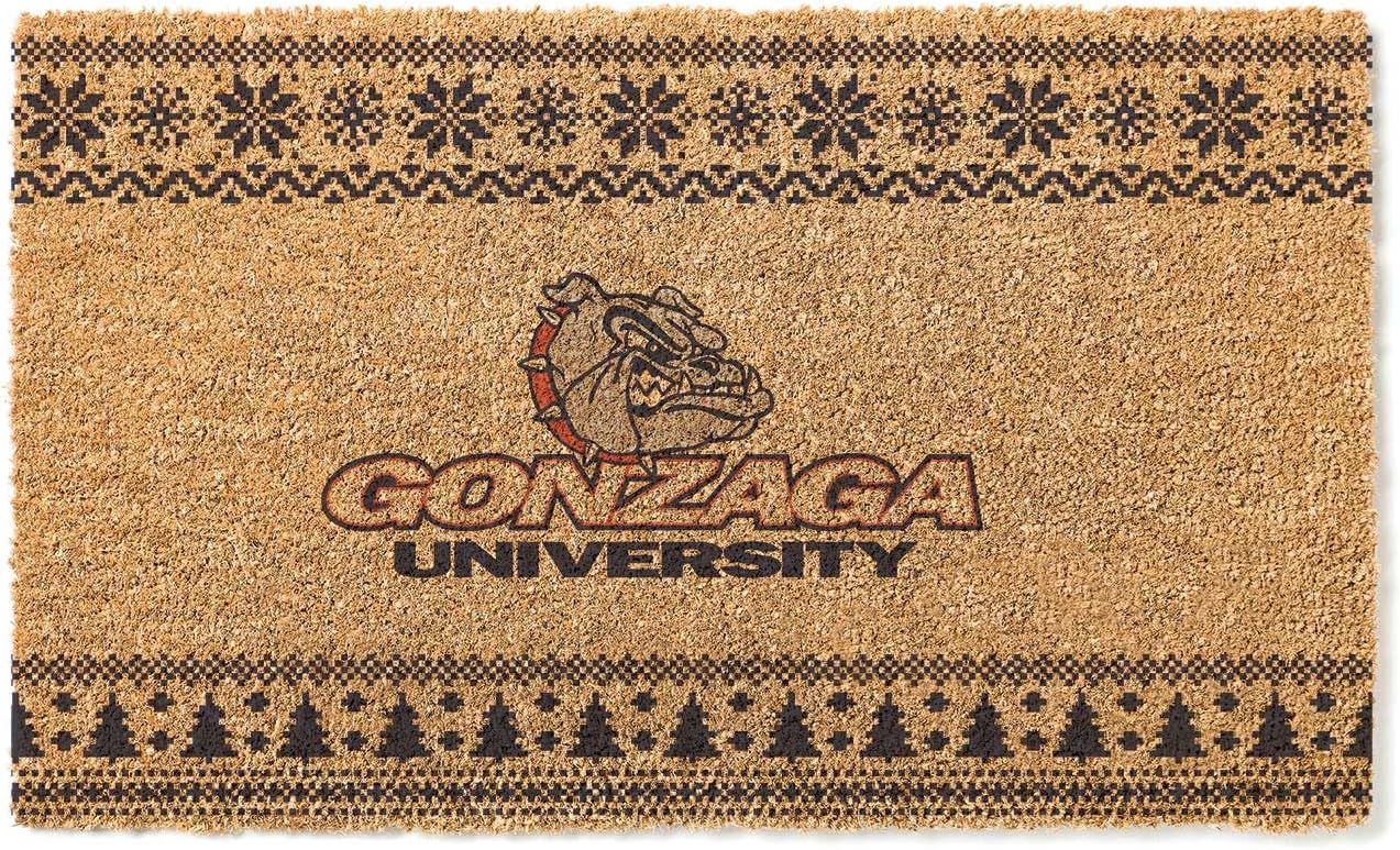 KH Sports Fan Gonzaga Bulldogs Holiday Coir Doormat, 18x30 Inches, Bulldogs Outdoor Rug; Display Some Holiday Cheer with This Unique Gonzaga Bulldogs Doormat