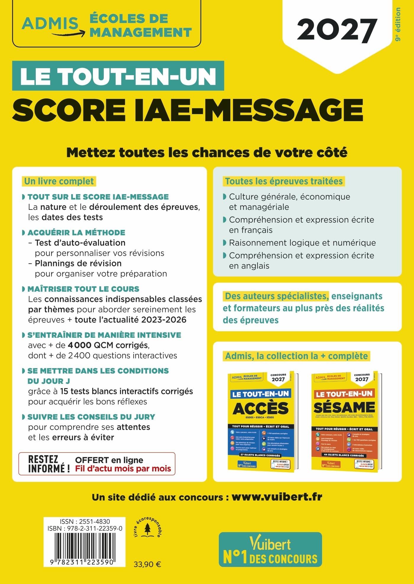Le tout-en-un Score IAE-MESSAGE - Sélection 2027: 15 tests blancs interactifs