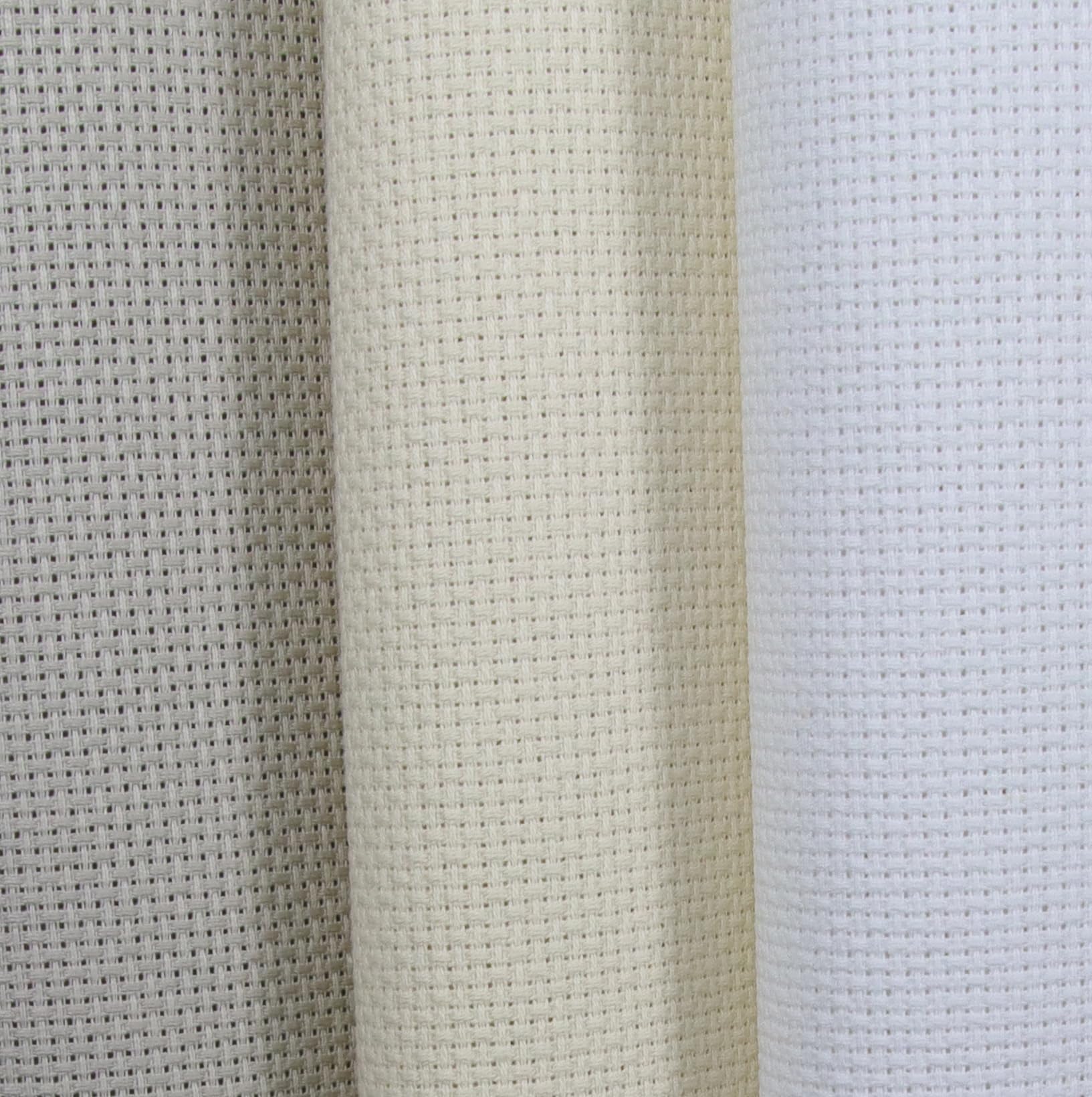 KCS 3 pc of 15" x 18"(38cmx45cm) Counted Cross Stitch Cotton Aida Cloth Needlework Rolled Fabric Box,14CT,Pearl Grey+White+Ecru