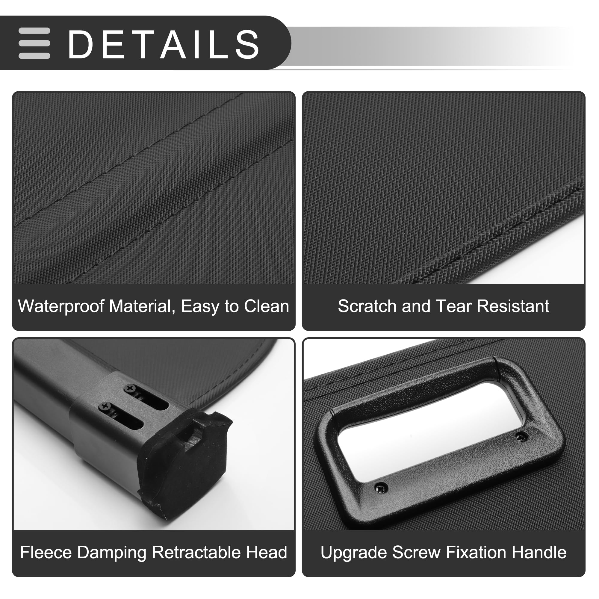 Motoforti Kofferraumabdeckung für Q3 2015-2018, einziehbare Gepäckraumabdeckung, Gepäckraumabdeckung, Gepäckraumabdeckung, Sonnenschutz, Segeltuch, Schwarz glänzend