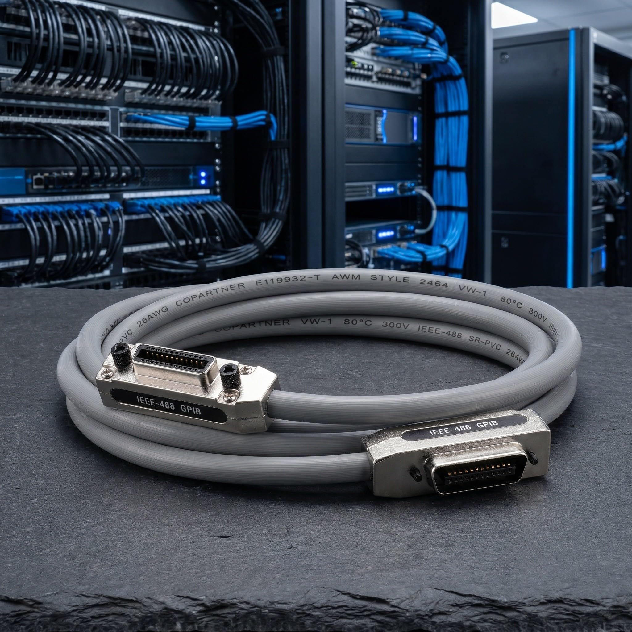 Hemobllo Cable Gpib Ieee-488 de 24 Pines de 2 Metros con Conector Metálico
