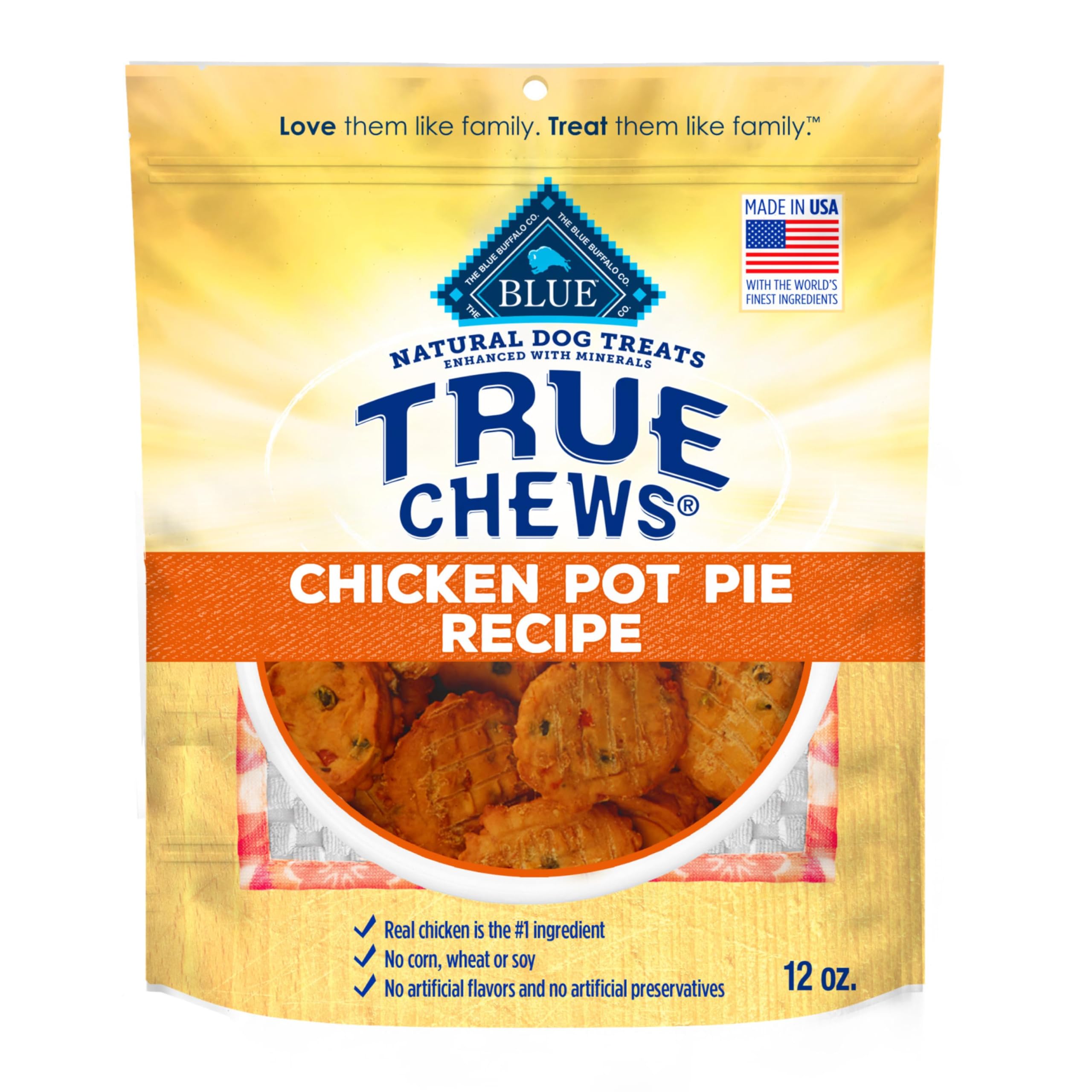 Blue Buffalo True Chews Dog Treats Made in the USA with Natural Ingredients Chicken Pot Pie