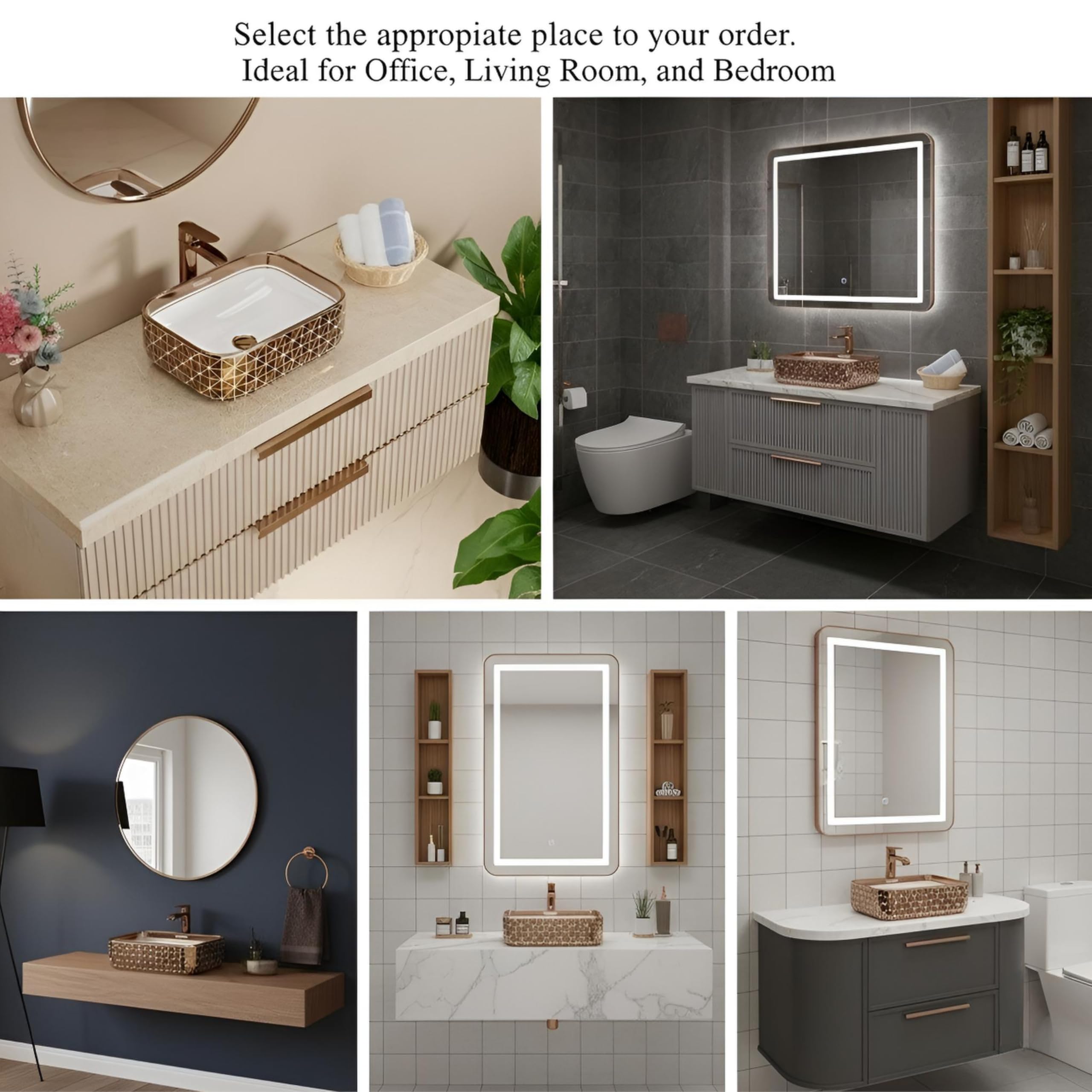 BASSINO Ceramic Wash Basin - White & Rosegold -5
