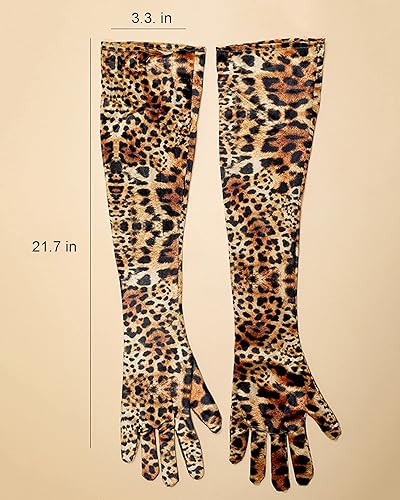 Miniatura 10 de Guantes de terciopelo con estampado de leopardo y cebra larga para mujer accesorios de disfraz de Halloween 217 L