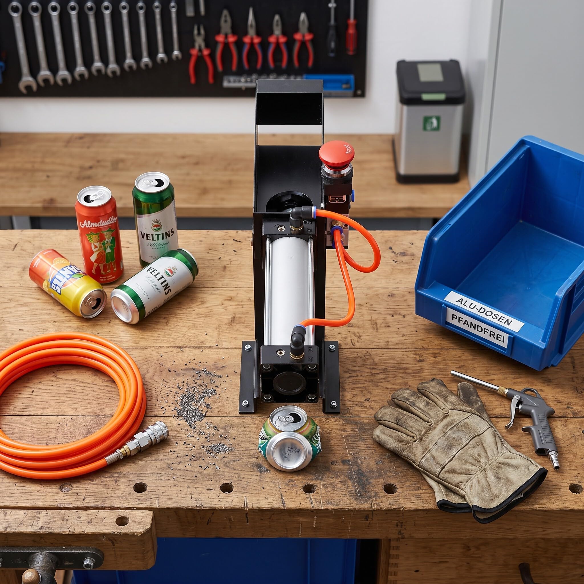 Eujgoov Pneumatische Dosenpresse für Alu Recycling | Druckluftantrieb, kompakt, für Werkstatt und Haushalt