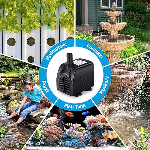 Miniatura 7 de CWKJ Bomba de fuente, bomba de agua sumergible de 220 GPH(15 W, 900 LH), bomba de agua duradera para fuente al aire libre con cable de alimentación