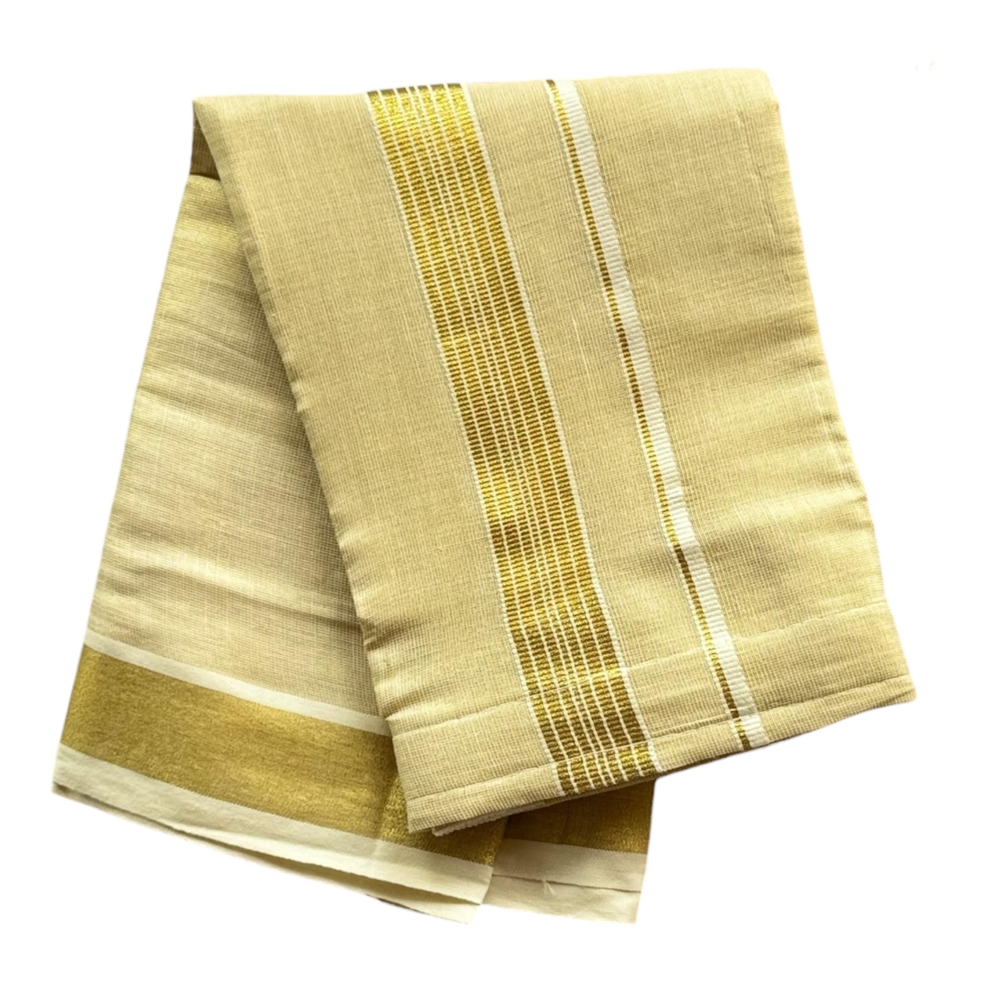 Baby Boy Kerala Cotton Kasavu Sticky Tape Mundu (Offwhite)-image-8