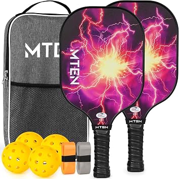 Pickleball Paddles Set of 2 or Single Paddle USAPA Approved Fiberglass Surface Pickleball Rackets Set for Men & Women