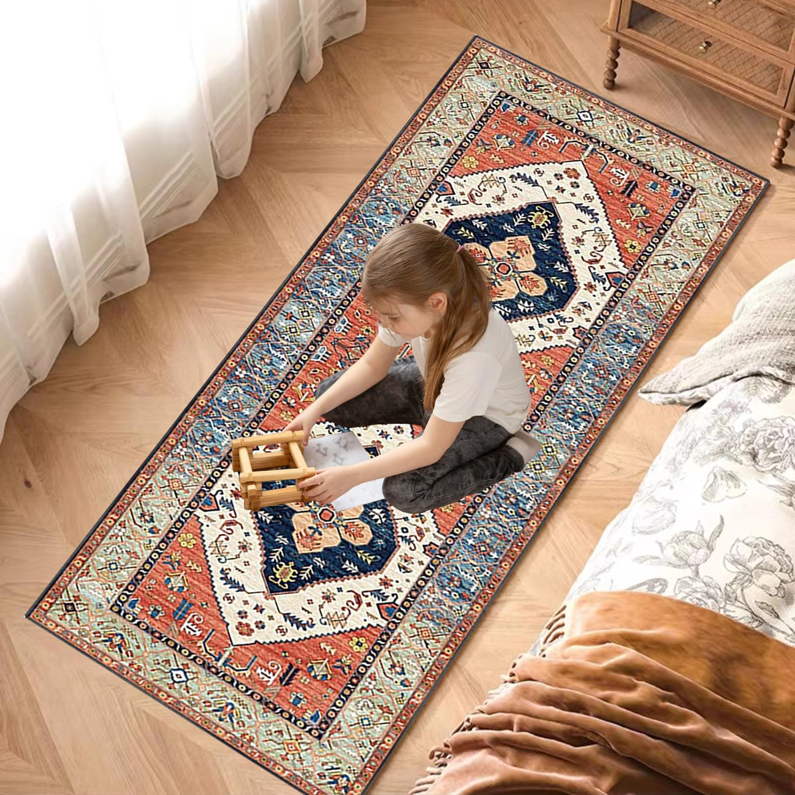 Teppich Läufer 120x200 Cm - Rutschfester Flurteppich Waschbar