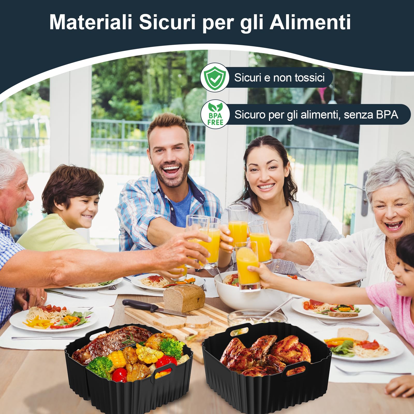 Teglia Friggitrice ad Aria per Russell Hobbs Air Fryer XXL 8L/8.3L, 3 Pezzi Teglia in Silicone Contenitore Riutilizzabile Teglia Cestello Silicone Accessori per SatisFry Air Fryer 27170-56/27632-56