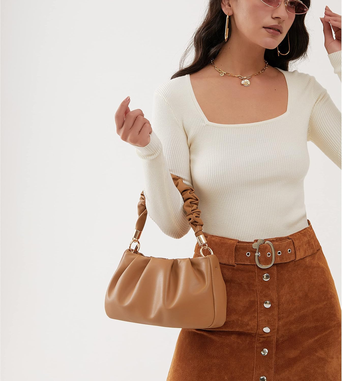 Cloud Pouch Bag Women Shoulder Handbag Soft Vegan Leather Vintage Hobo Chain Cross body Bag