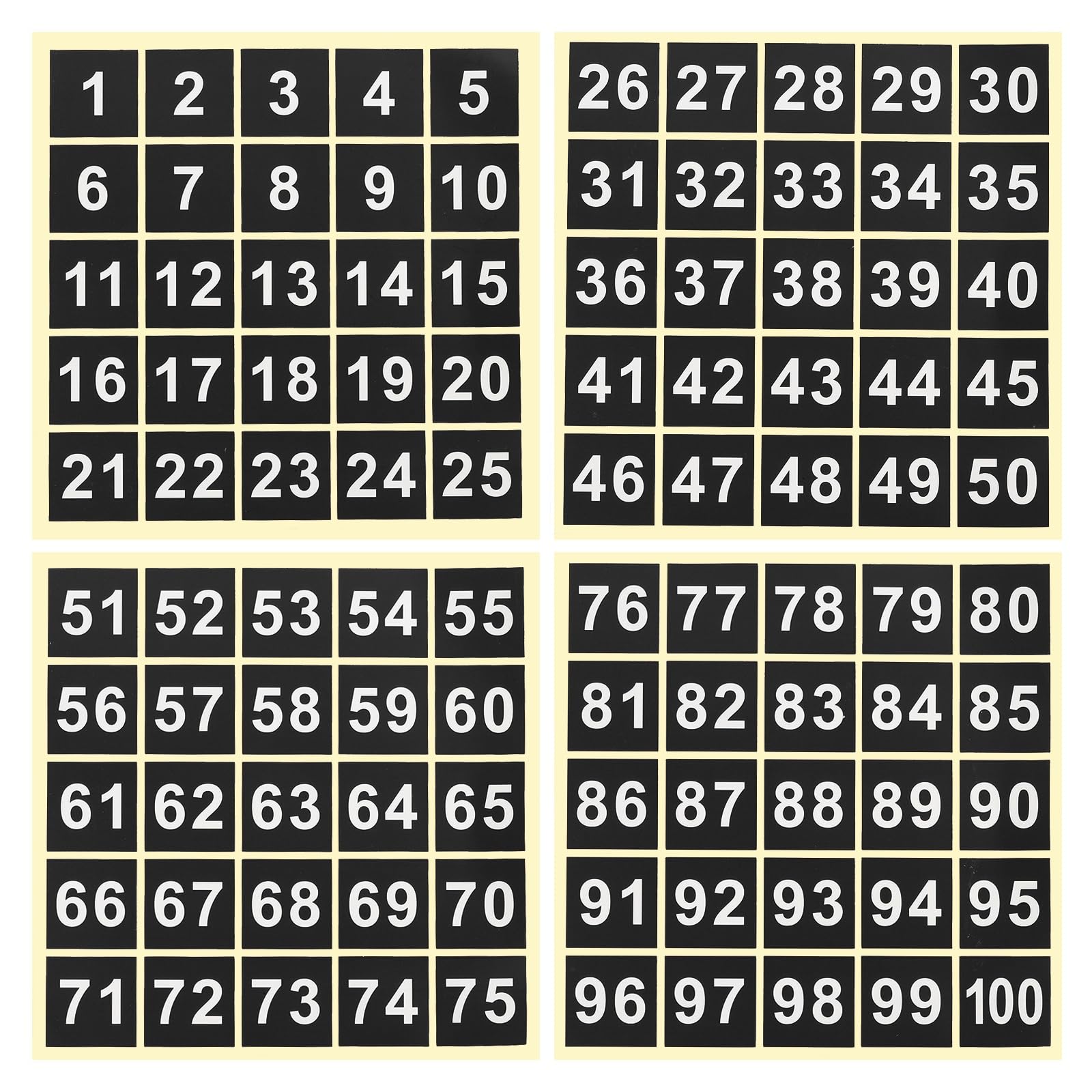 PATIKIL 38mm Consecutive Number Stickers 1-100, Square Self-Adhesive Vinyl Number Decals for Inventory Storage Organizing, Locker, Toolbox, Bins, Indoor Outdoor, Black โ image 1