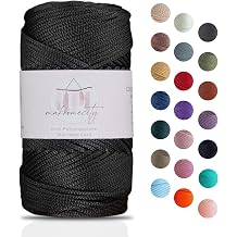 Makromecity Polyester Macrame Cord 2mm x 125 Yards 350 Feet 2mm Polypropylene Black Macrame Cord for Crochet Macrame Bag Cord Craft Wall Hanging Bag Underplate Rug