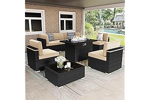 8-Piece Sectional Patio Conversation Set with Propane Fire Pit