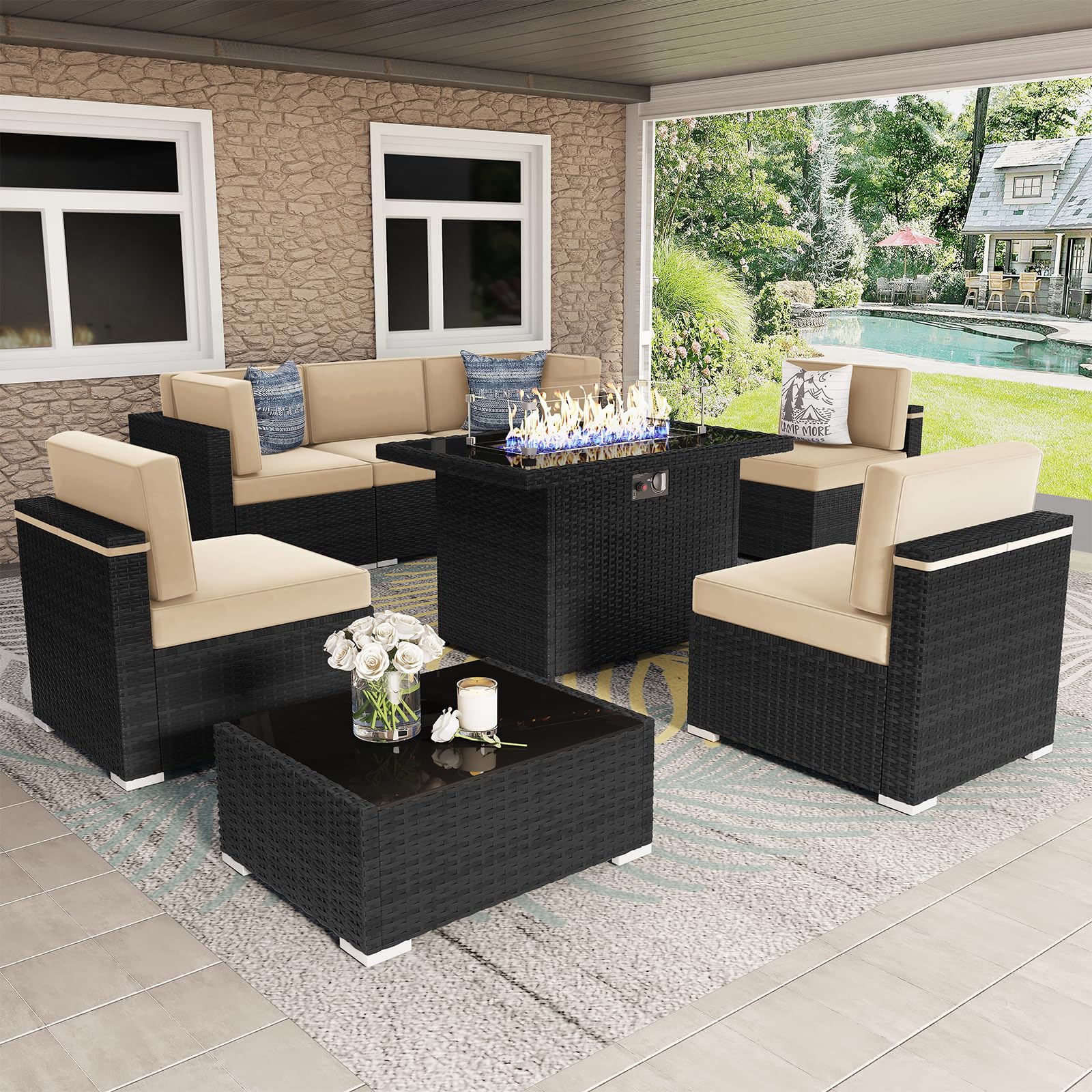 Amazon.com: Vakollia 8 Pieces Patio Furniture Set with 44