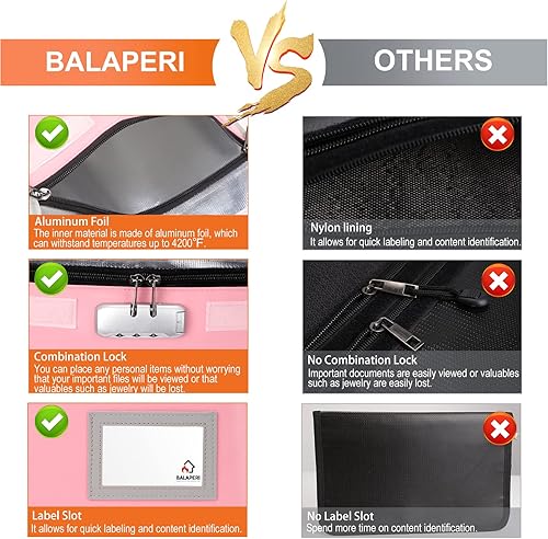Miniatura 5 de Bolsa de dinero ignífuga con cerradura (5200), bolsa organizadora de documentos importante de 15 x 11 pulgadas, bolsa de dinero de viaje para