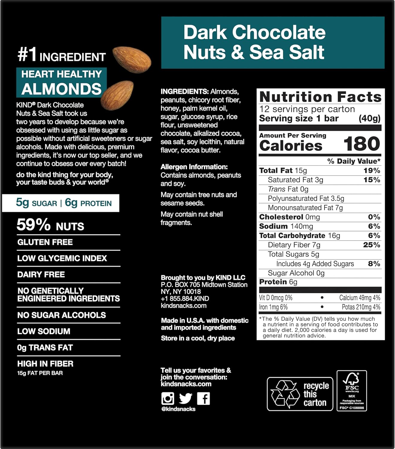 Bundle of KIND Bars, Dark Chocolate Nuts and Sea Salt, Healthy Snacks, 12 Count + KIND Minis, Caramel Almond & Sea Salt, (Pack of 10) + KIND Breakfast Bars, Almond Butter, Gluten Free (6 Count)