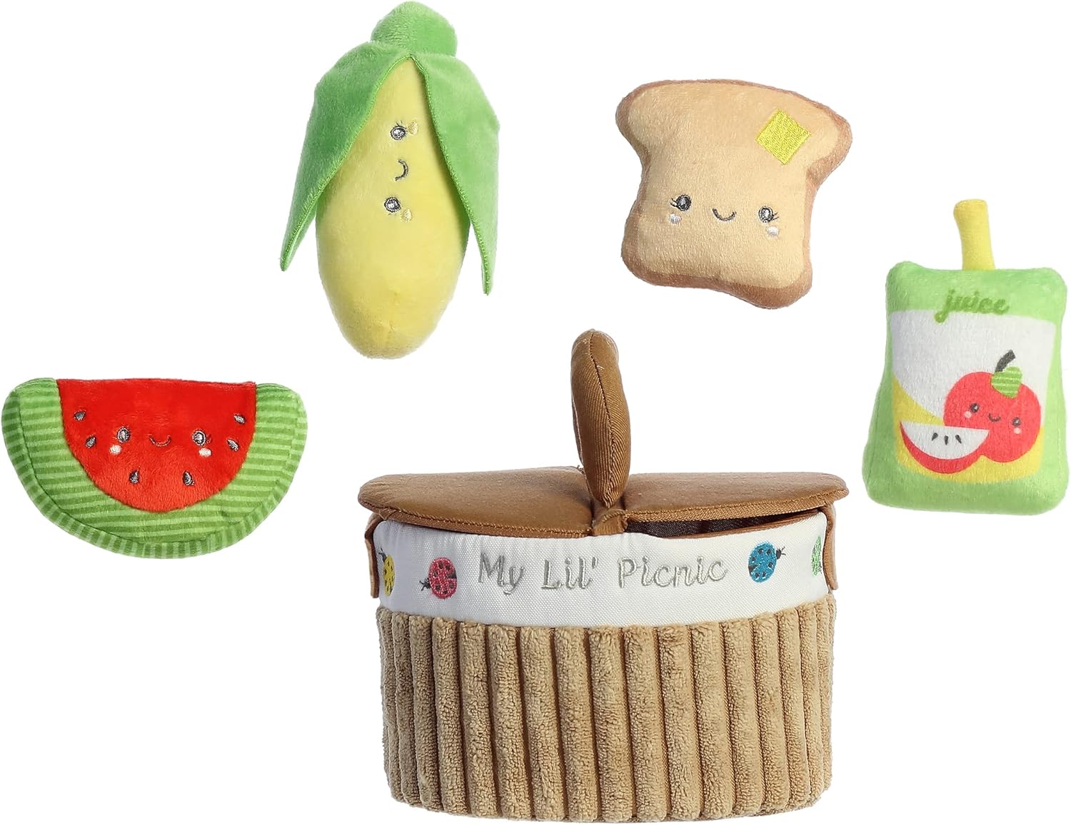 Aurora® Engaging Baby Talk™ My First Picnic™ Baby Stuffed Animal - A Fun Playset for Sensory Engagement and Play - for Babies and New Parents - Multicolor 6.5 Inches