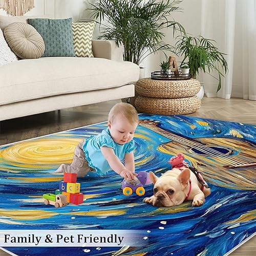 Miniatura 130 de Alfombra de instrumentos musicales – Alfombras de 4 x 5 pies para sala de estar, alfombra de área musical, alfombra de área musical, alfombra