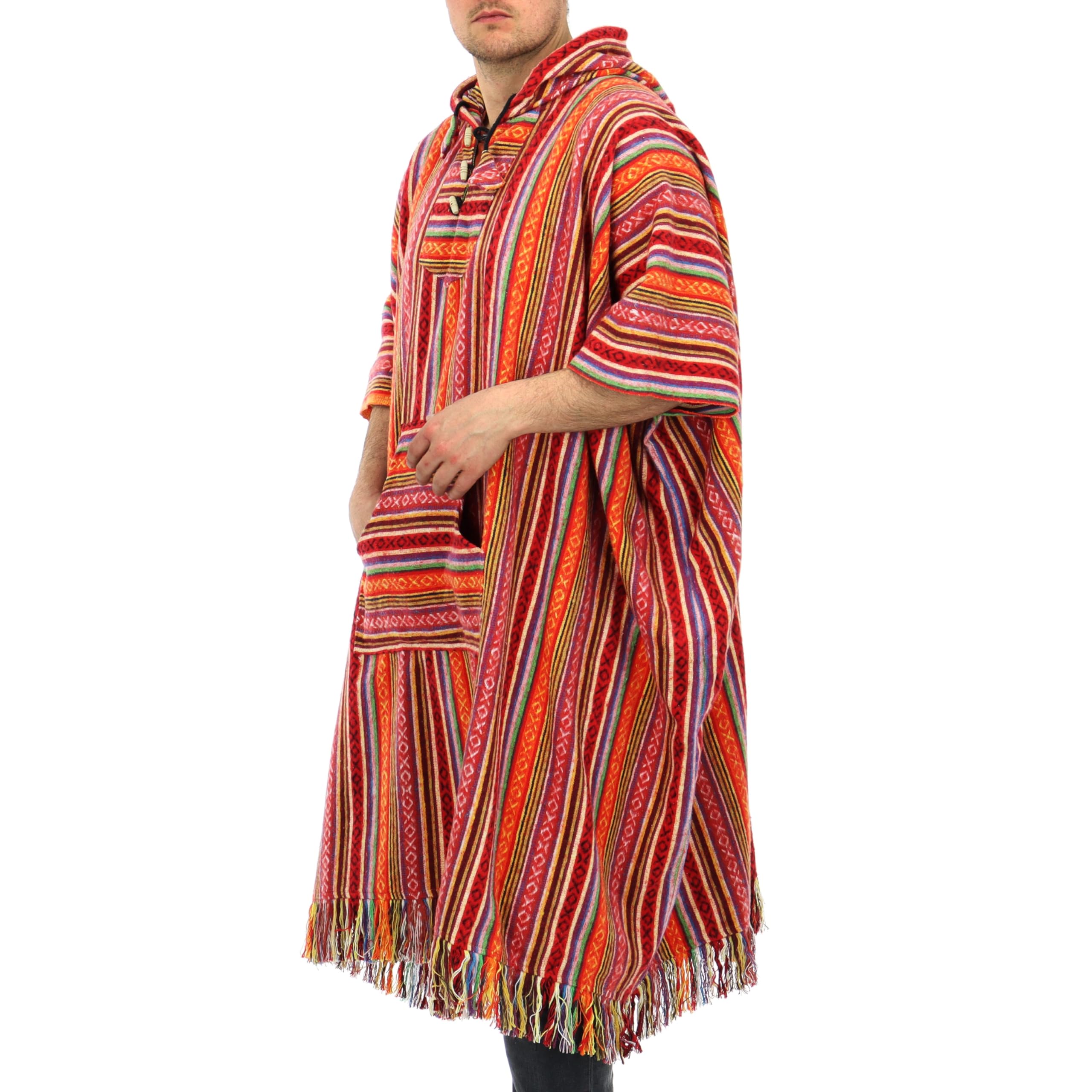 Loudelephant Unisex Blood Orange Brushed Cotton Long Hooded Poncho