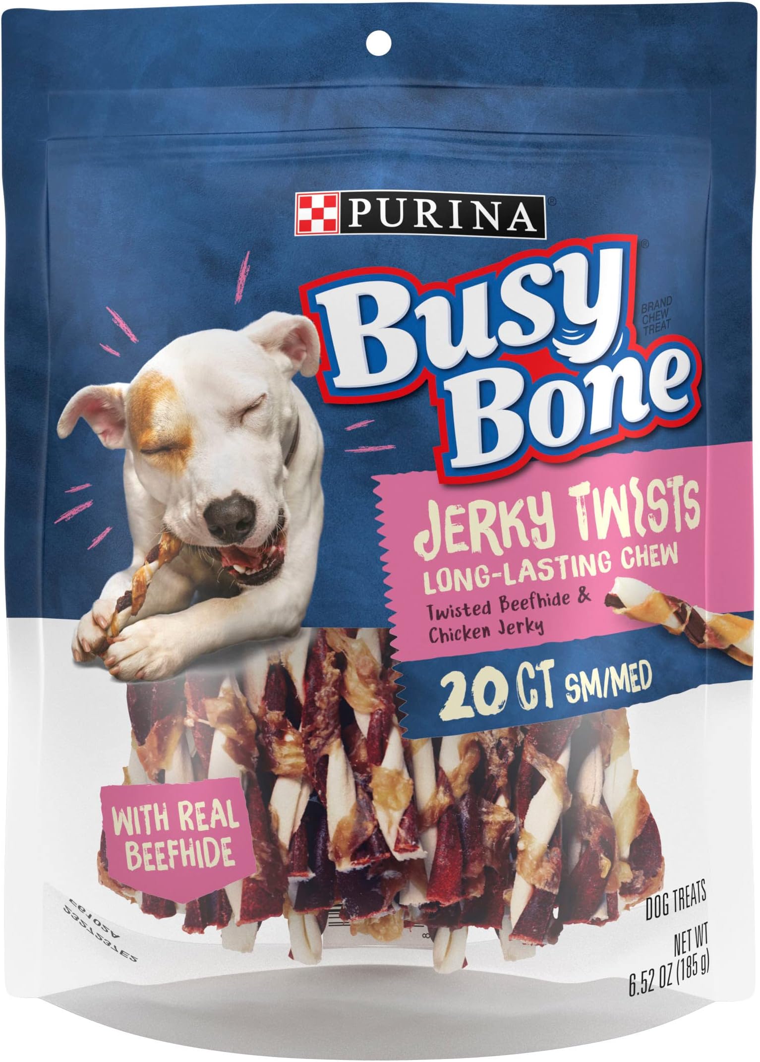 Purina Busy Bone Jerky Twists Grain Free Small/Med Breed Beefhide and Chicken Dog Jerky Treats - (5) 20 ct. Pouches