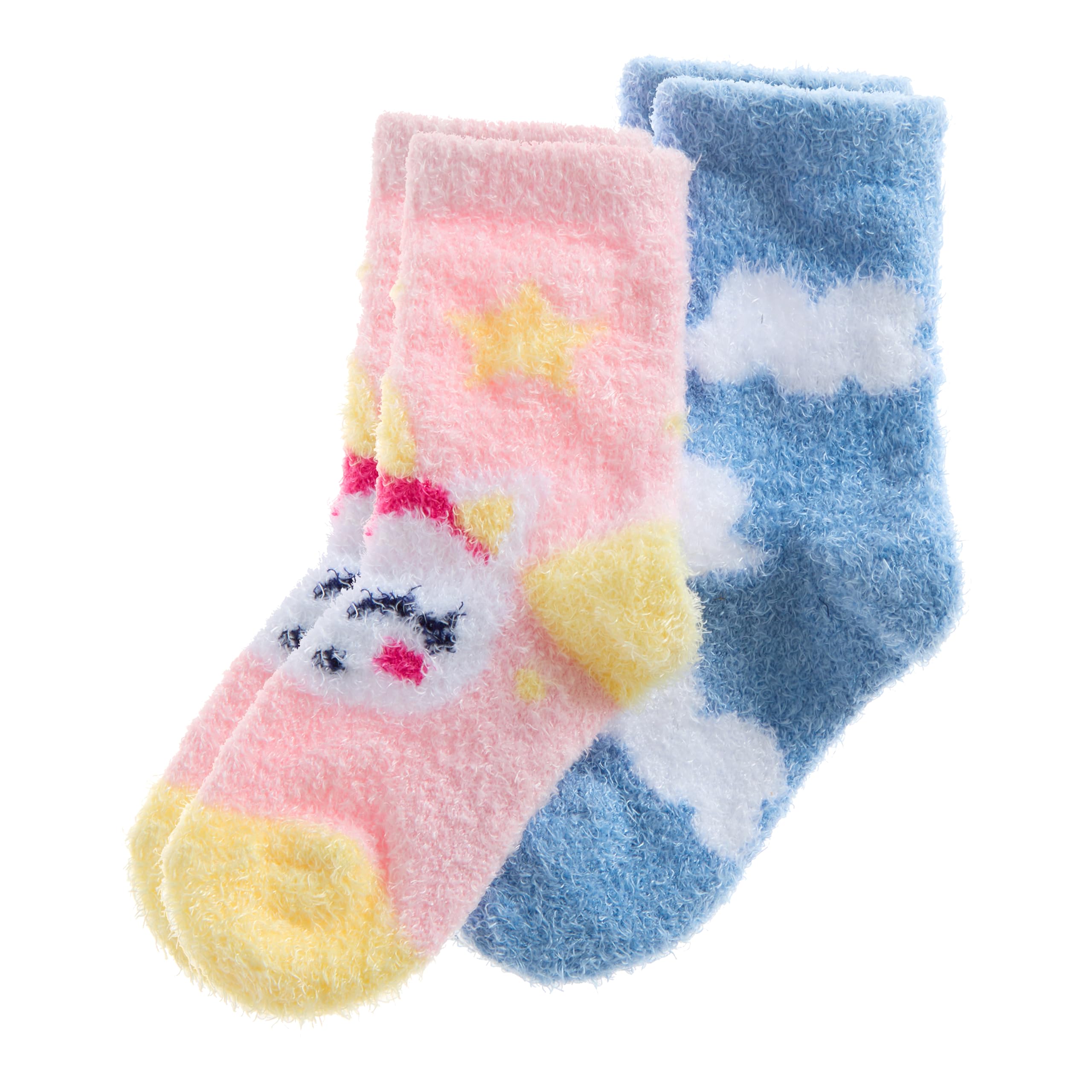 Metzuyan Women's 2 Pair Unicorn Ws-Aw23 Baby Girls Fluffy Bed Socks Snuggle Cosy Winter Bed Socks Pink Unicorn 3-5.5