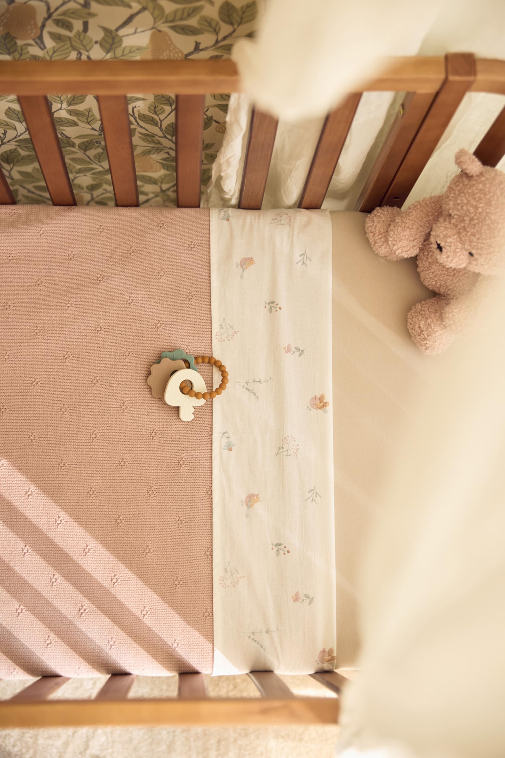 Jollein Kocyk dziecięcy Cosy Knit, Wild Rose – 75 x 100 cm – 60% bawełna, 40% akryl – do kołyski dla niemowląt – 1.0 TOG – certyfikat Öko-Tex – wzór dzianinowy