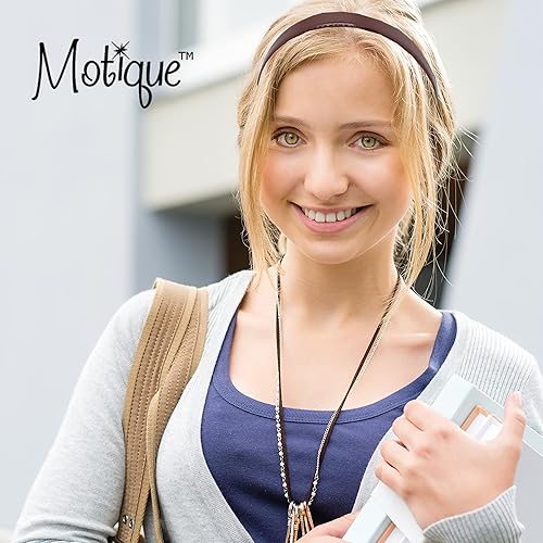 Miniatura 3 de Motique Accessories Diadema de cuero de 1 pulgada con costuras para mujeres y niñas - marrón