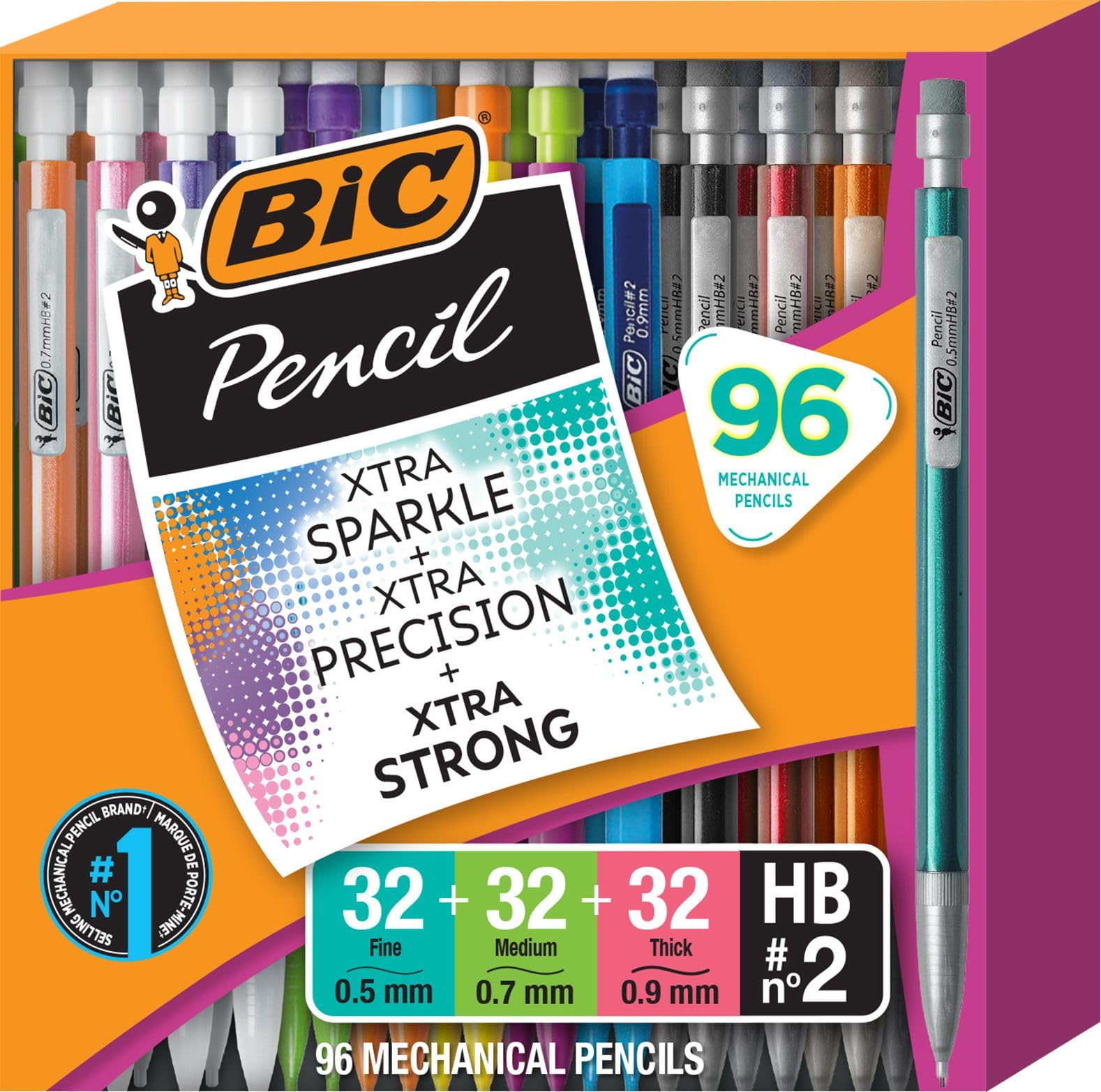 BIC Combo Pack of Mechanical Pencils 0.7mm, 0.5mm and 0.9mm, 96-Count